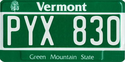 VT license plate PYX830