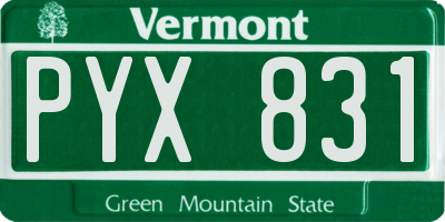VT license plate PYX831