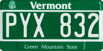 VT license plate PYX832