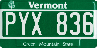 VT license plate PYX836