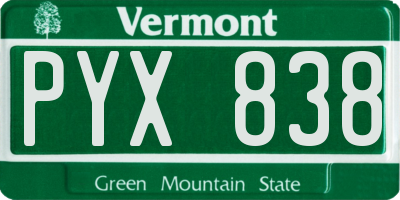 VT license plate PYX838