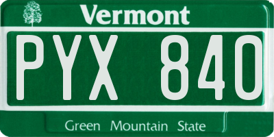 VT license plate PYX840