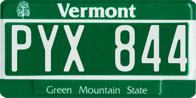 VT license plate PYX844