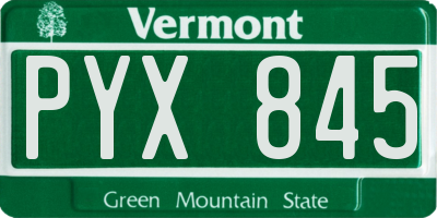 VT license plate PYX845