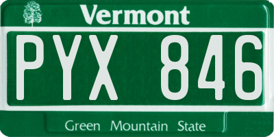 VT license plate PYX846