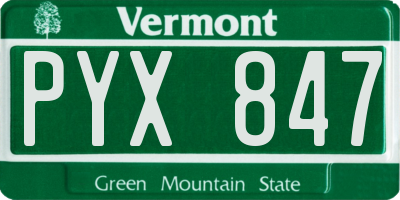 VT license plate PYX847