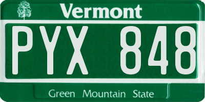 VT license plate PYX848