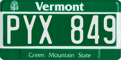 VT license plate PYX849