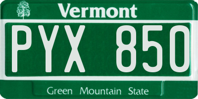 VT license plate PYX850
