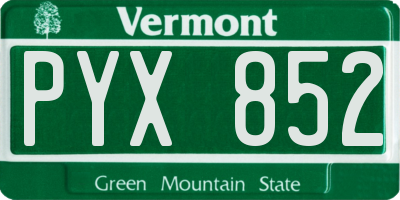 VT license plate PYX852