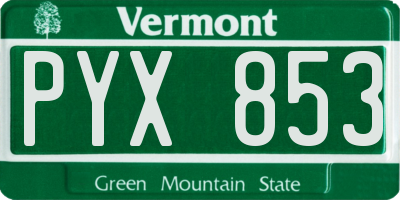 VT license plate PYX853