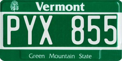 VT license plate PYX855