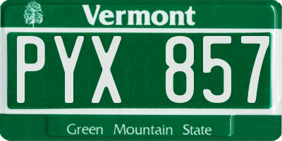 VT license plate PYX857