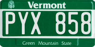 VT license plate PYX858