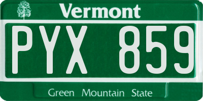 VT license plate PYX859
