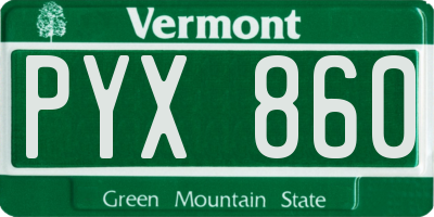 VT license plate PYX860