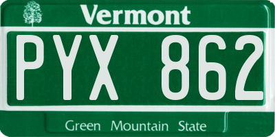 VT license plate PYX862