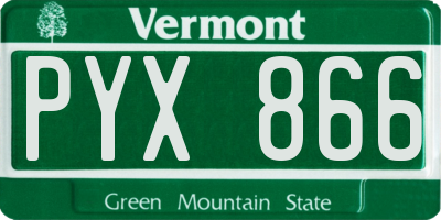 VT license plate PYX866