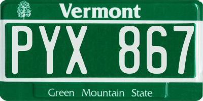 VT license plate PYX867