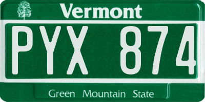 VT license plate PYX874