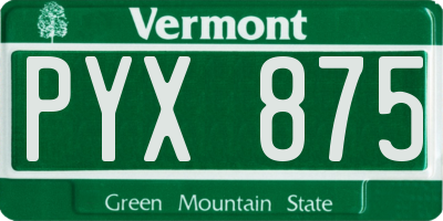 VT license plate PYX875
