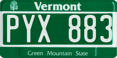 VT license plate PYX883