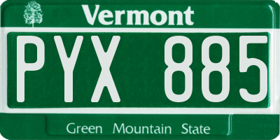 VT license plate PYX885