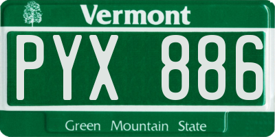 VT license plate PYX886