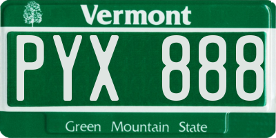 VT license plate PYX888
