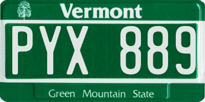 VT license plate PYX889