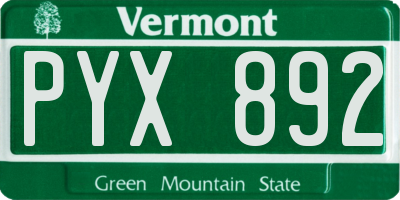 VT license plate PYX892