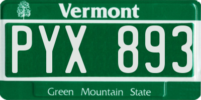 VT license plate PYX893
