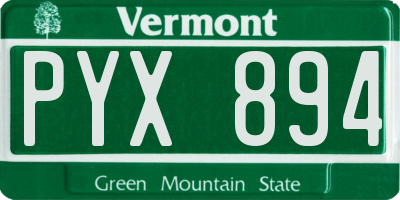 VT license plate PYX894
