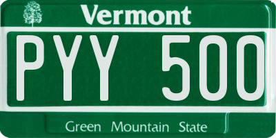 VT license plate PYY500