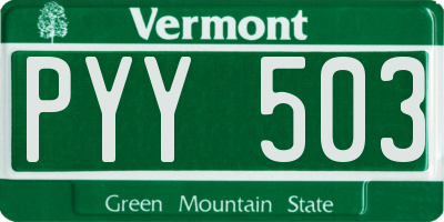 VT license plate PYY503