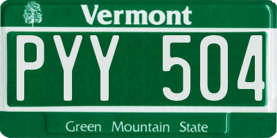 VT license plate PYY504