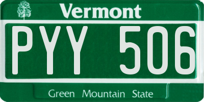 VT license plate PYY506