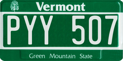 VT license plate PYY507