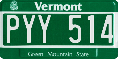 VT license plate PYY514