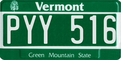 VT license plate PYY516