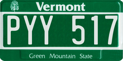 VT license plate PYY517