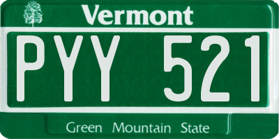 VT license plate PYY521