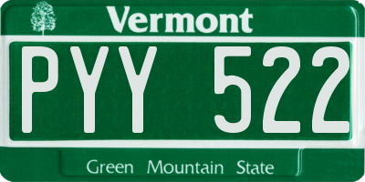 VT license plate PYY522