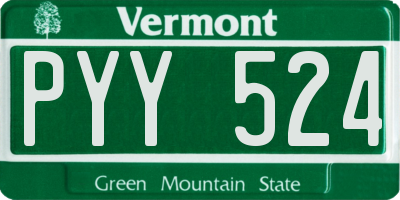 VT license plate PYY524