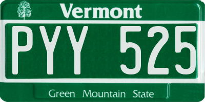 VT license plate PYY525