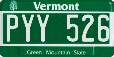 VT license plate PYY526