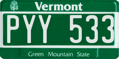VT license plate PYY533