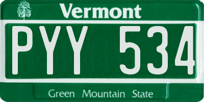 VT license plate PYY534