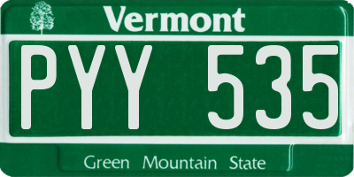 VT license plate PYY535