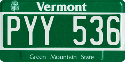 VT license plate PYY536